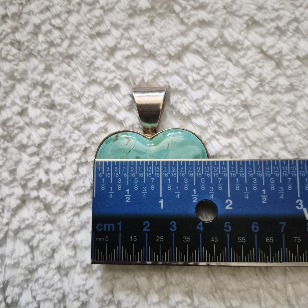 Jay King .925 Silver Stamped Turquoise Heart Pendant DRT - Picture 9 of 10